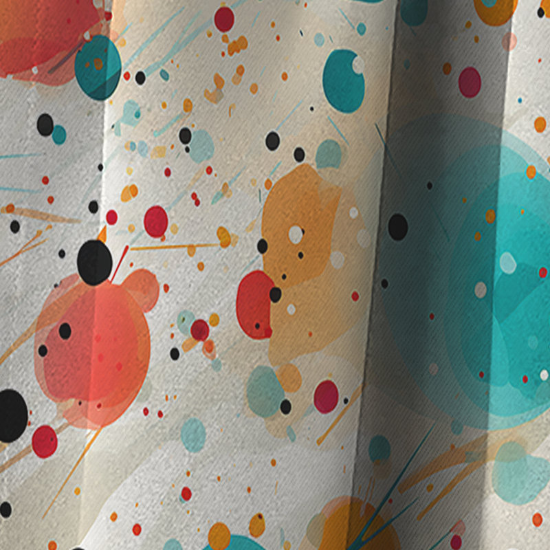 Motif de pois multicolores Dance IV - Rideau abstrait - Rideau occultant - 1 panneaux, L 52 po x L 120 po