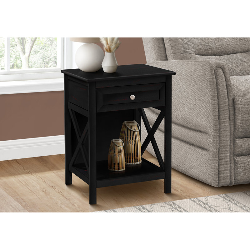 Table d'appoint transitionnelle à 2 niveaux avec placage noir