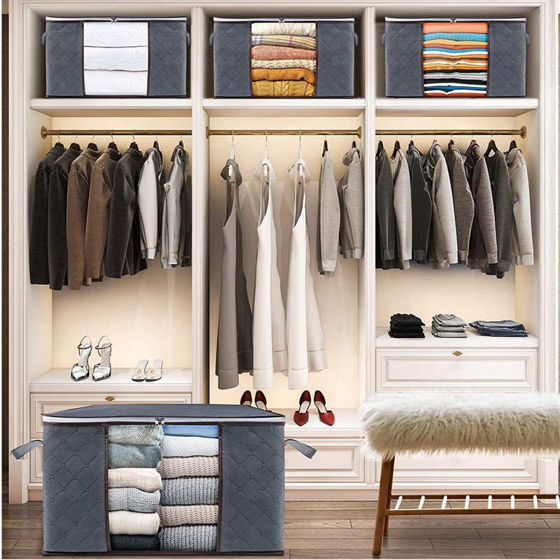 Rangement sous le lit en tissu, gris