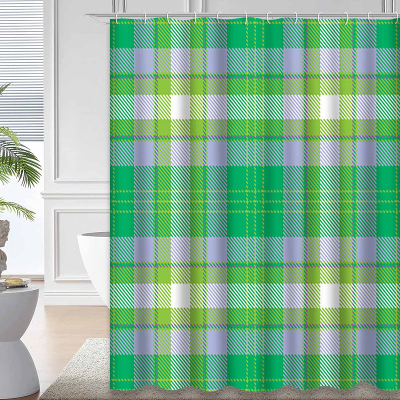 Rideau de douche Tartan Lilac, L 72 po x l 78 po