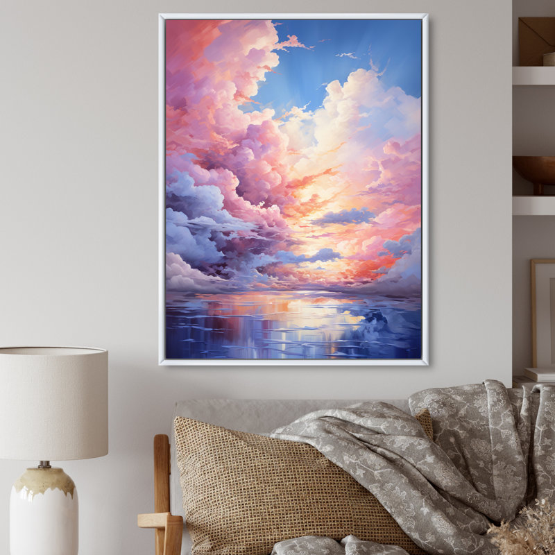 «Lennice Clouds Whimsical Cloudscape Playful», reproduction sur toile, H 40 po x l 30 po x P 1,5 po, Cadre flottant blanc
