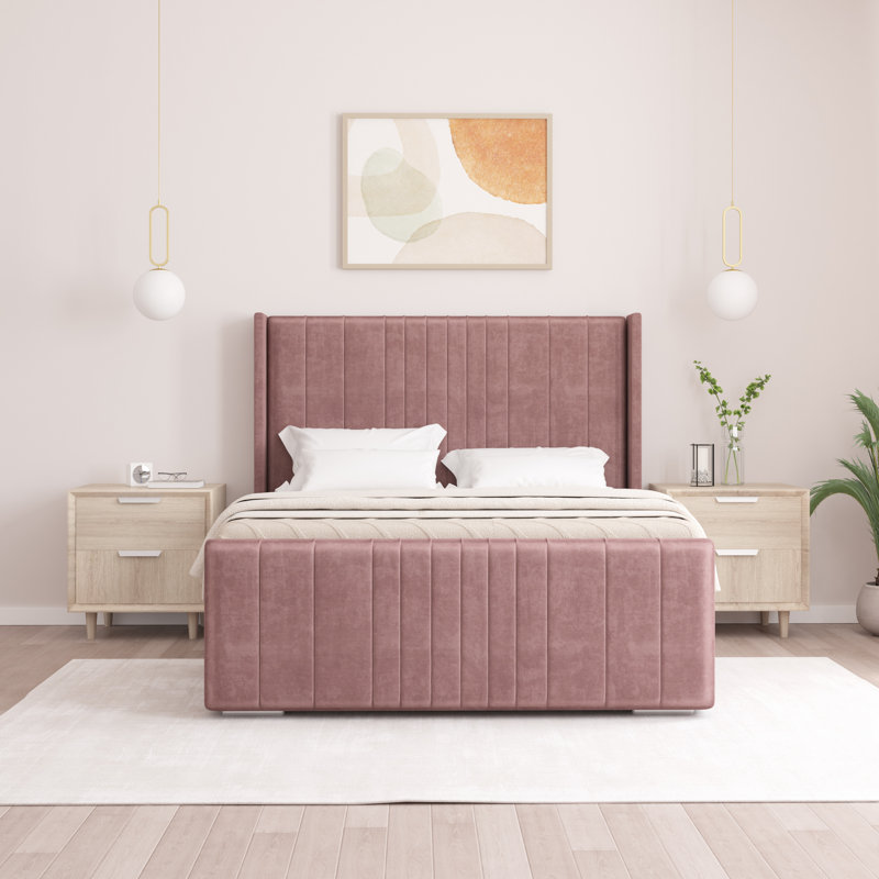 Denzel Upholstered Bed , Single (3'), Lilac Purple