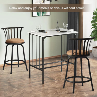 Classic Barstools Set of 2, Country Style Bar Chairs with Back and Footrest Swivel Counter Height Bar Stools for Kitchen Island Pub, Bistro, Restaurant, Rustic Brown and Black