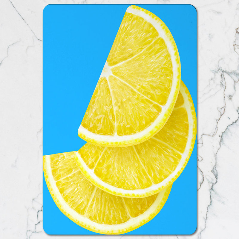 Placemat Coaster Set Lemon Slice Citrus Artwork With Wood Bottom Limited Edition