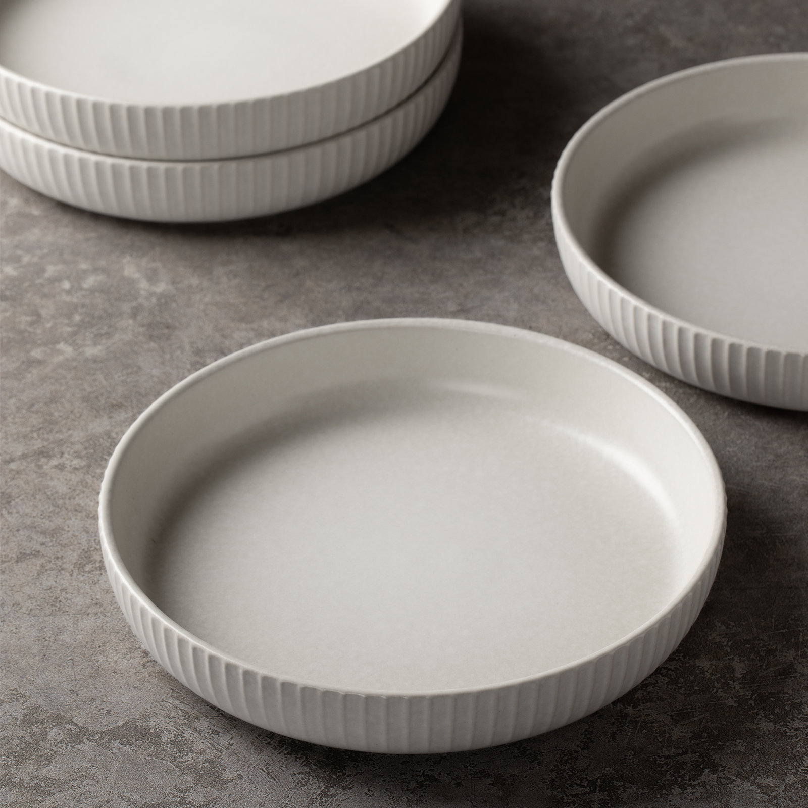  Starlight 4-Piece Stoneware Pasta Bowl Set, Matte White