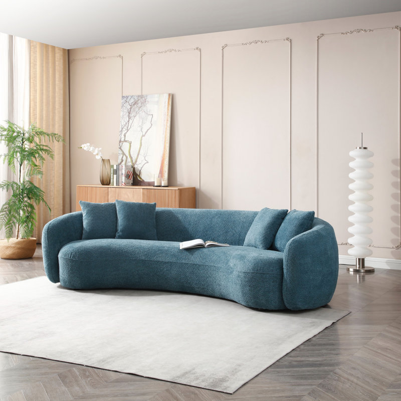 Canapé modulaire incurvé 102 po, Bouclé bleu