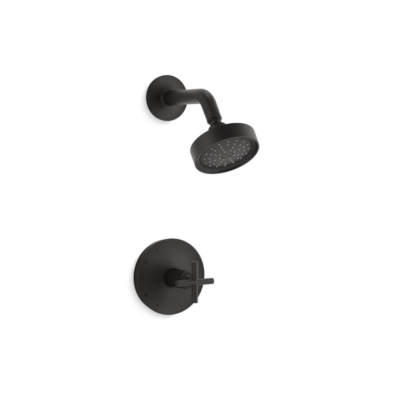 Purist Shower Trim, Cross Handle, Matte Black