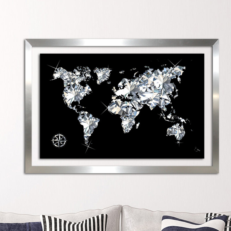 « world of diamants », reproduction d’impression encadrée, H 27,5 po x l 39,5 po, Encadré acrylique, Tapis transparent