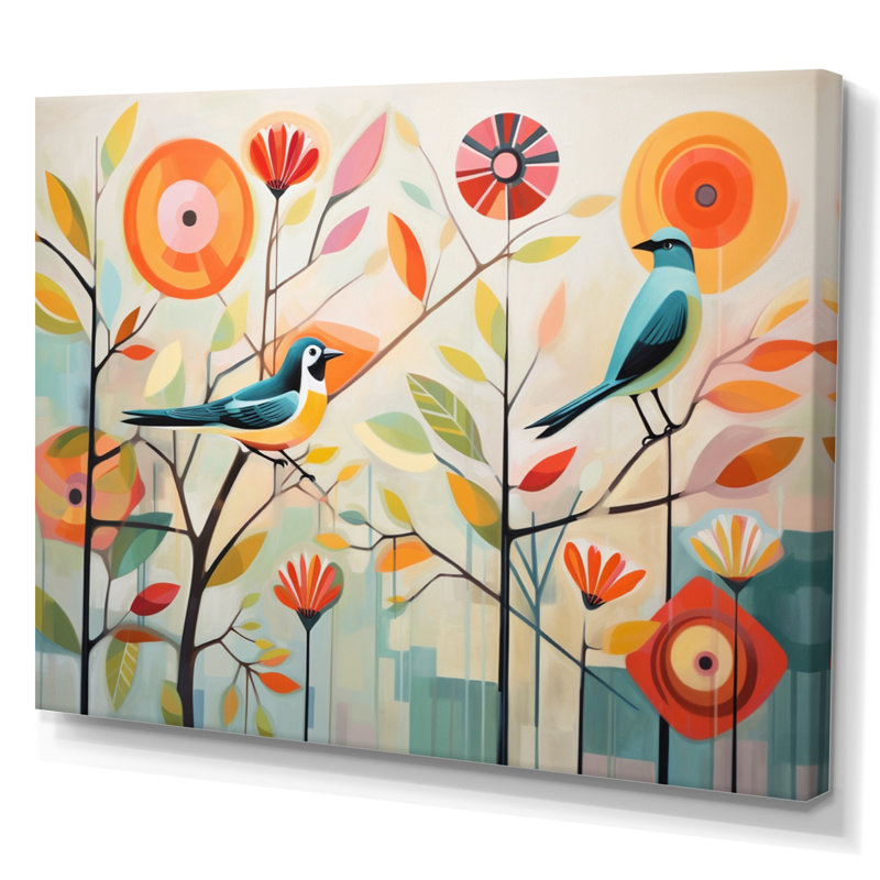 Vert Mid Century Mod Nature IV - Art mural abstrait Mid-Century pour le salon, Toile tendue, Sans cadre, H 24 po x l 32 po