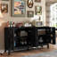 Buffet 60,5 "Mid Century Modern Buffet avec rangement, meuble télé, armoire de rangement avec 4 portes et tablettes réglables pour la cuisine, le salon, le vestibule, noir