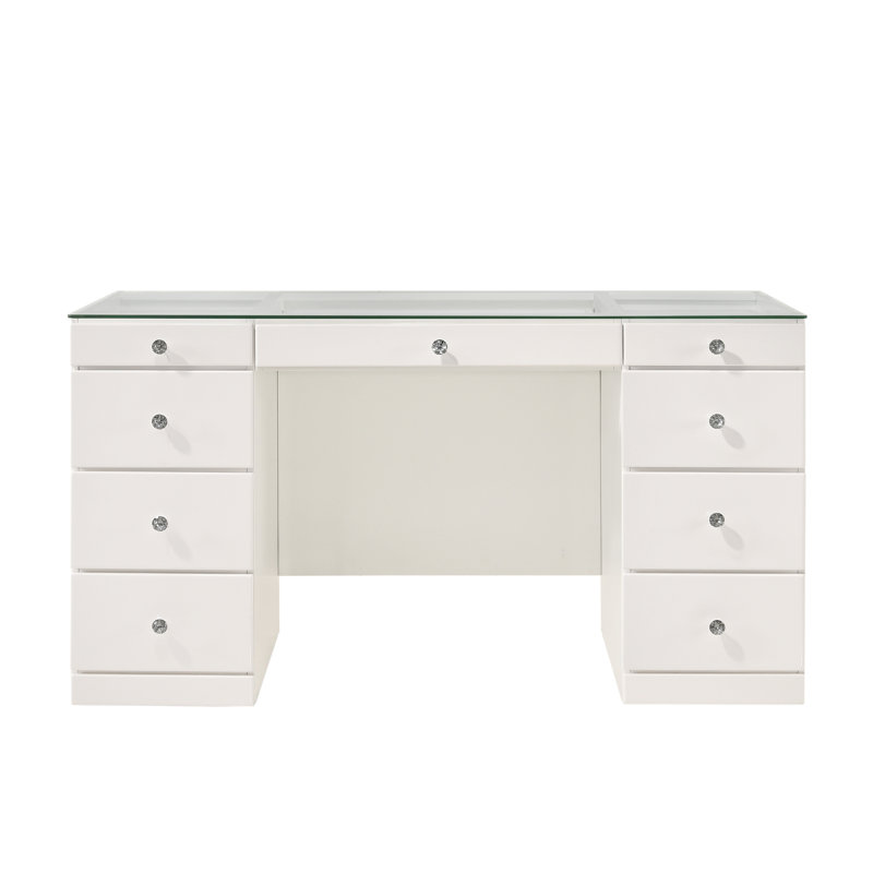 Meuble-lavabo en bois avec 1 tiroir et 9 tiroirs Glam, Blanc