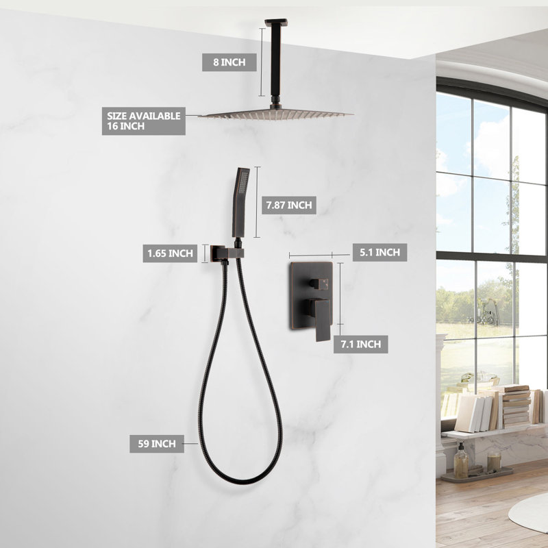16" Complete Shower System with Rough-in Valve, Oil-Rubbed Bronze