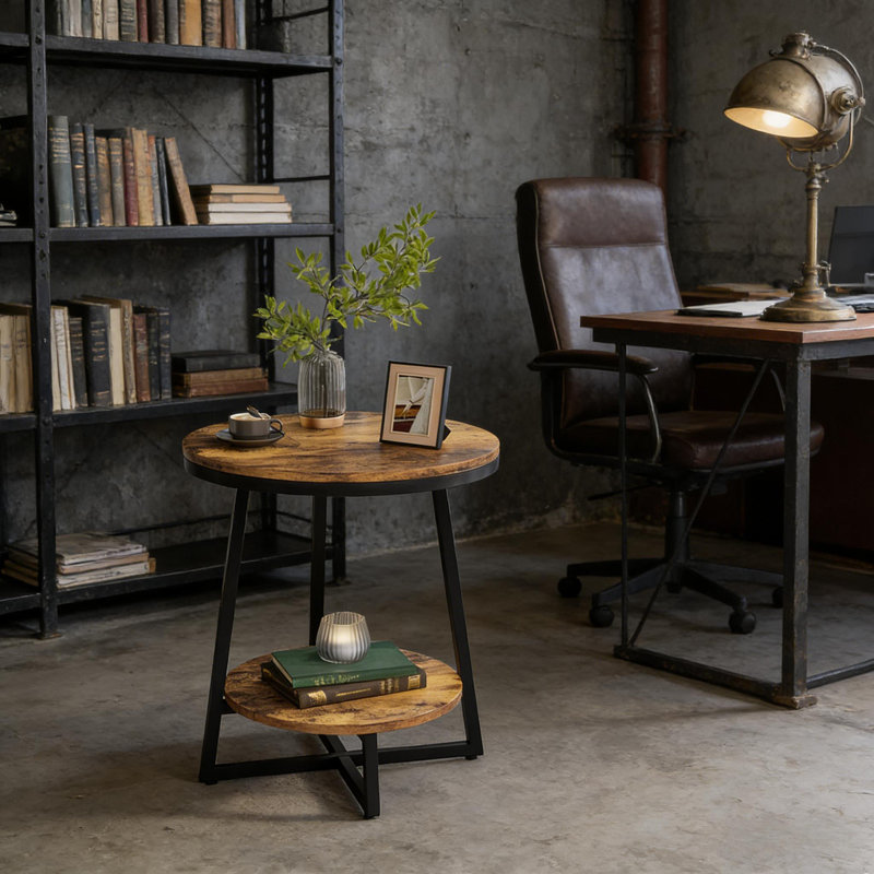 Table d'appoint moderne, table de bout rustique, table basse ronde