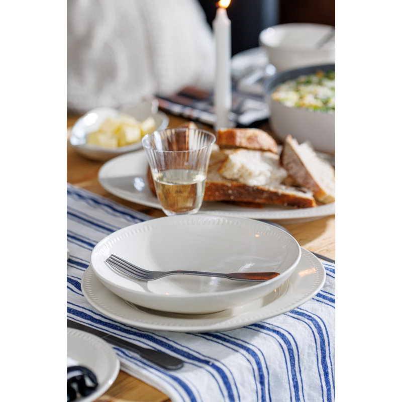 Mikasa Navy Stripe Cotton and Linen Table Runner, 230 x 34cm