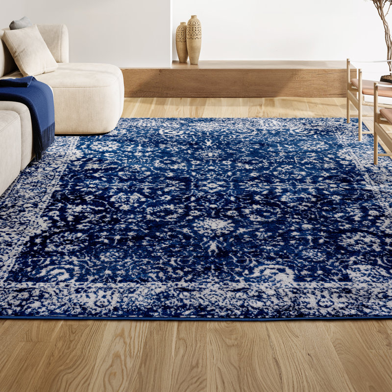 Tapis bleu marine Soleiman, Rectangle 4 pi 3 po x 6 pi