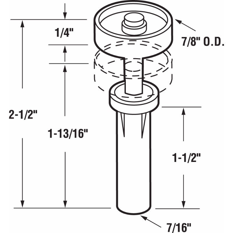 Nylon, Spring-Loaded Bi-Fold Door Top Guide Wheel (2 Pack)