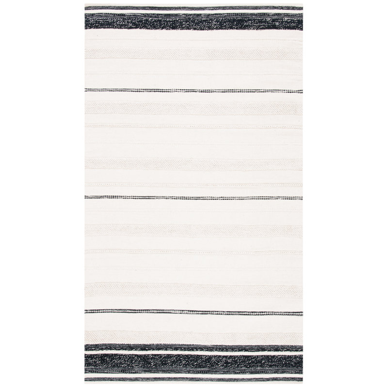 Dorsey Hand Woven Cotton Striped Rug, Rectangle 5' x 8'