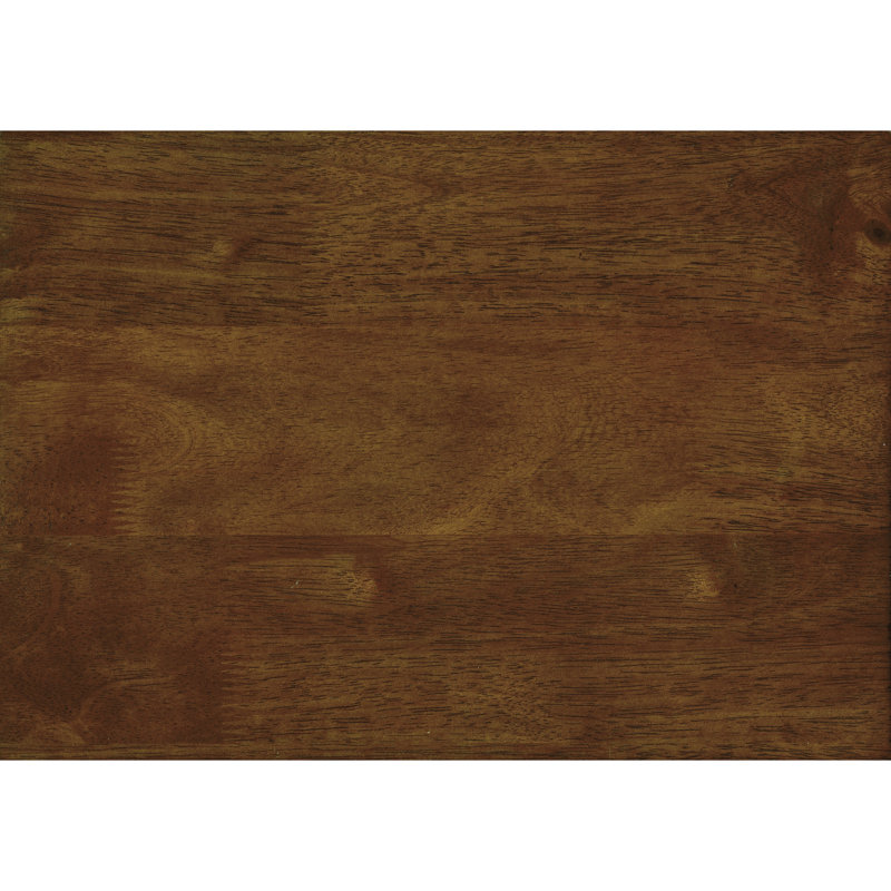 Fauteuil d'appoint en similicuir brun, structure en bois d'hévéa massif, aspect noyer