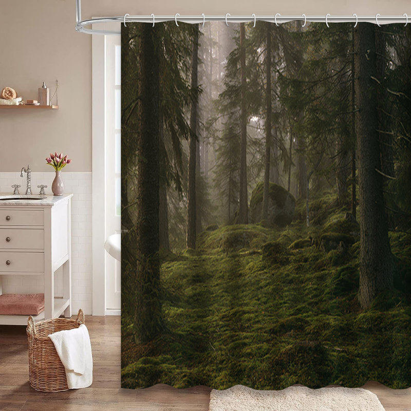 Rideau de douche à 12 crochets Forest Trees, L 72 po x l 84 po