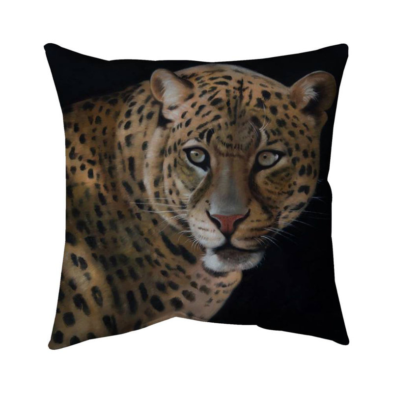 Realistic fierce leopard - 26"x26" Throw pillow - Poly twill - Print on demand