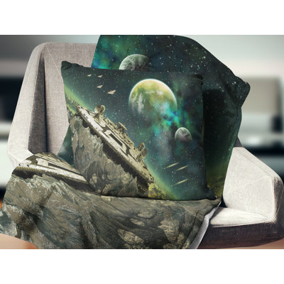 Alien Planet - Landscape Printed Throw Pillow