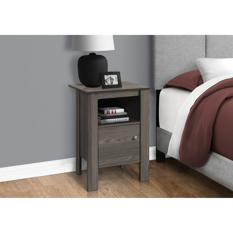 Table d'appoint en stratifié gris pour coin-détente - Chambre fonctionnelle et élégante avec charme champêtre, Gris