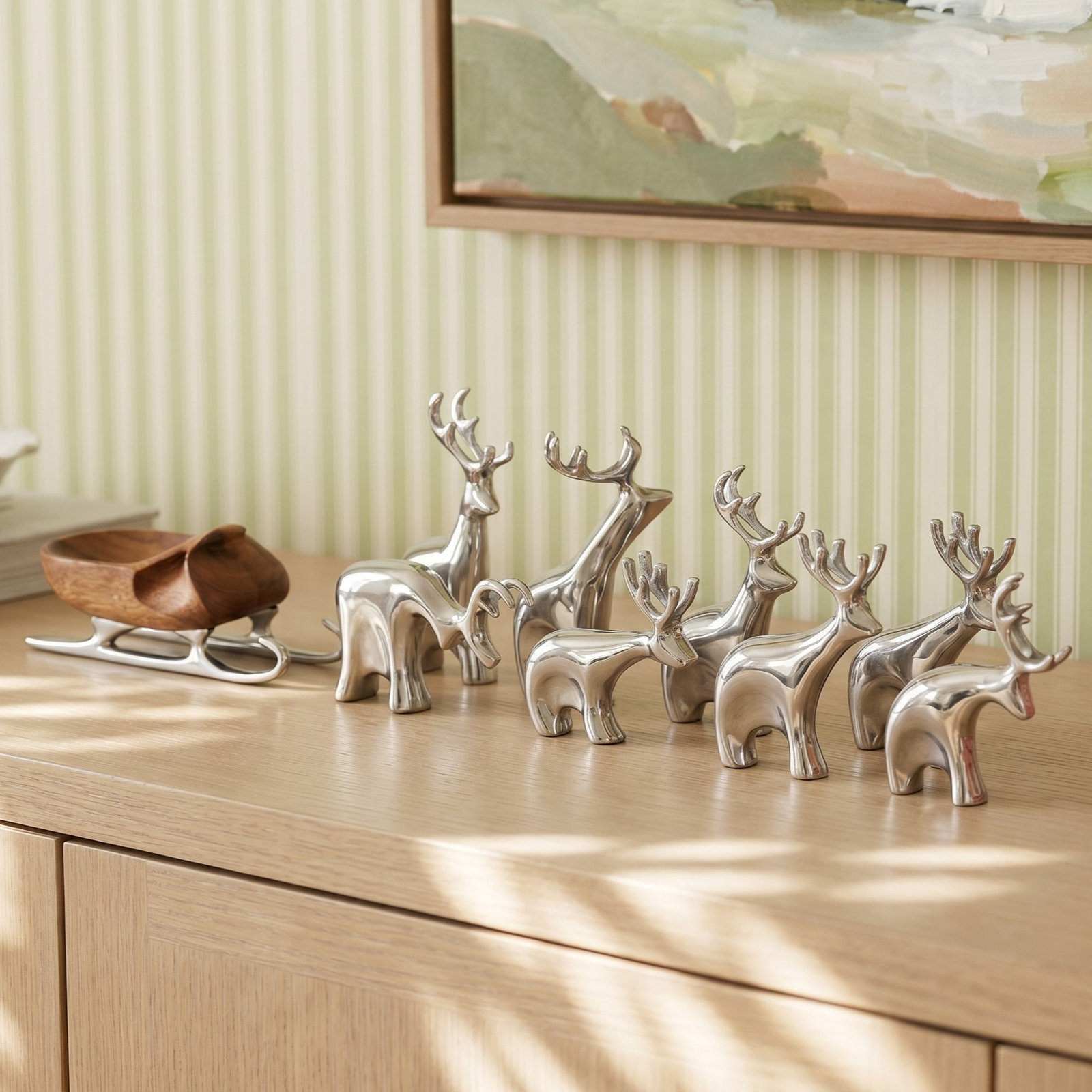 Nambé Holiday Gifts 9-Piece Mini Reindeer Set
