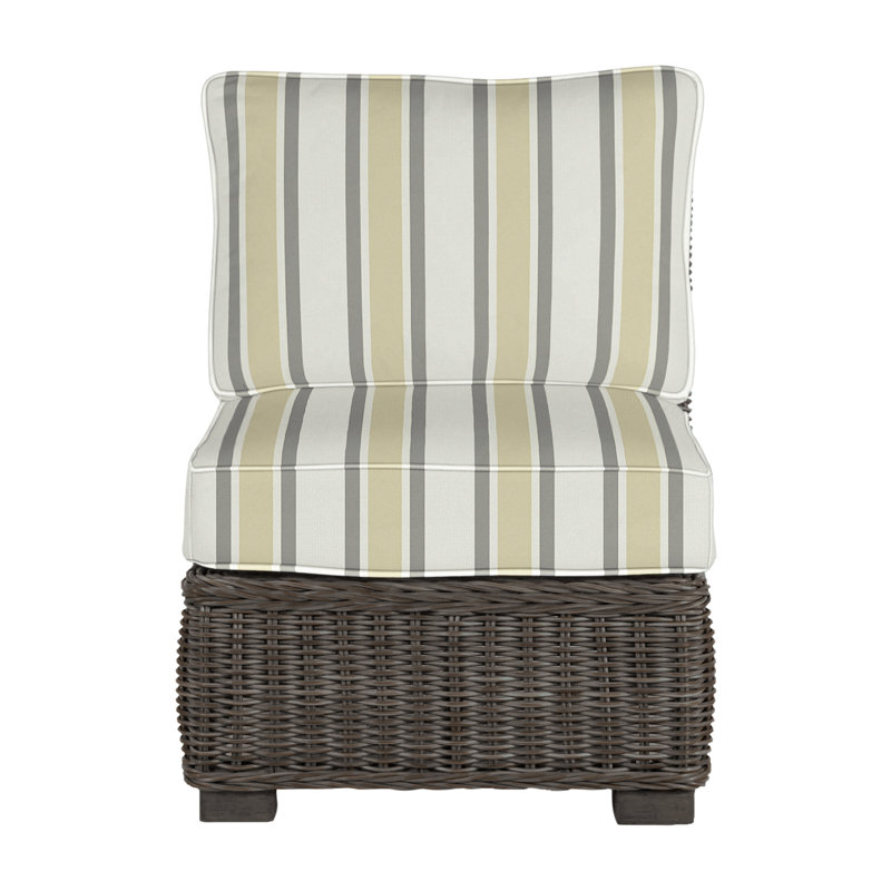 Rustic Woven Sectional Slipper Chair, Welt, Black Walnut, Herringbone Sand