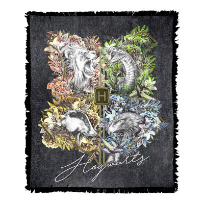 Floral Harmony 50"x60" Cotton Blend Woven Tapestry Throw Blanket with Fringed Edges