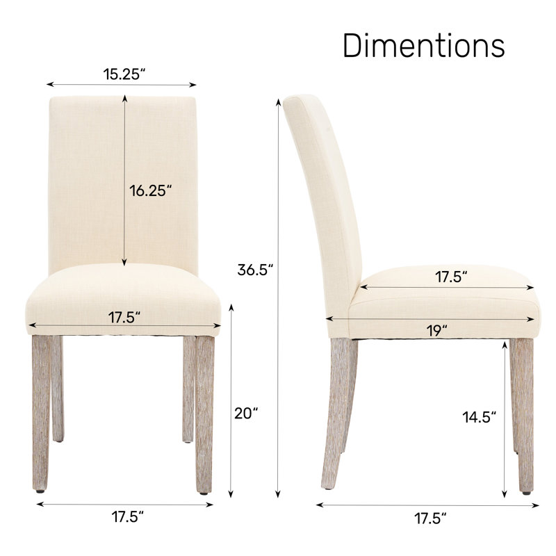 Chaise d'appoint rembourrée en tissu , Beige, 2 Pieces