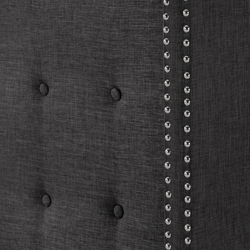 Achenbach Upholstered Wingback Bed, King, Heathered Dark Gray Linen