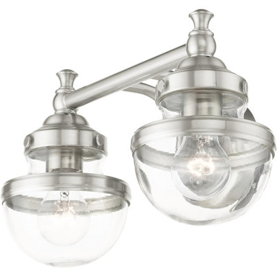 Éclairage de salle de bain 2 lumières 15 po avec abat-jour en verre blanc