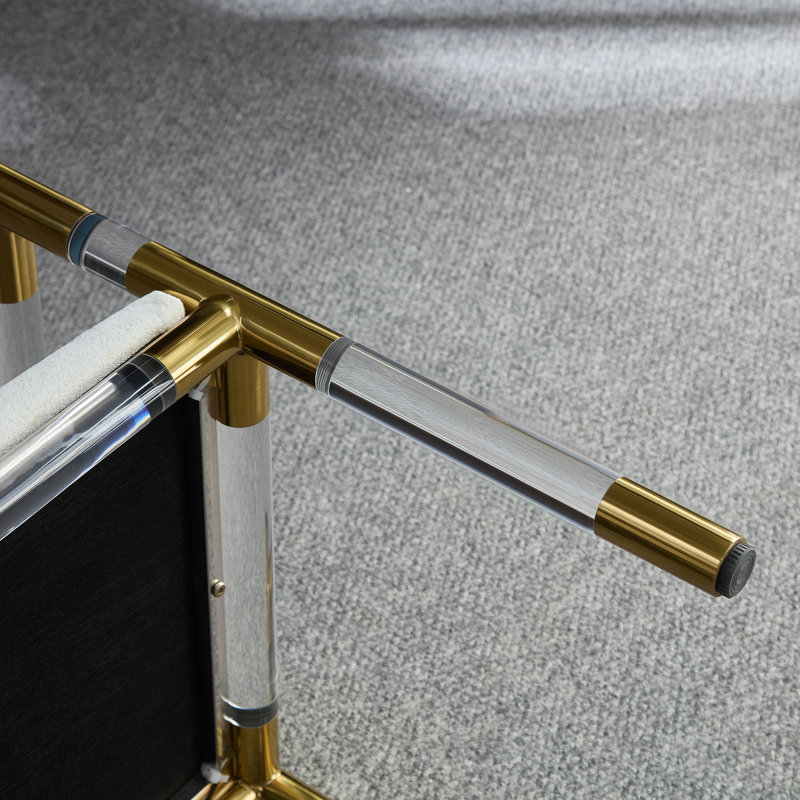Bedroom Bench, Clear Acrylic and Gold Stainless Steel Combination, Ivory