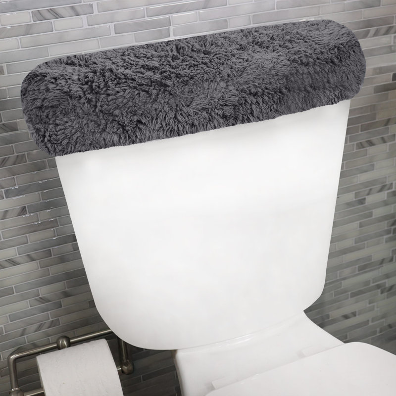 Tapis pour salle de bain Dobrinka, Gris foncé, 10 po x 22 po (couvercle de réservoir)