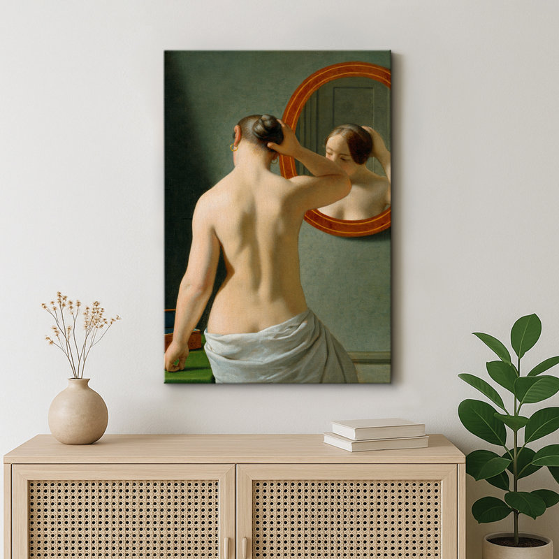 «Woman at the Mirror», œuvre d'art classique nue sur toile, impression de giclée sur toile encadrée, Toile tendue