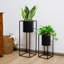 Set of 2 Metal Plant Pots with Stands 70cm & 45cm Tall Indoor Floor Planters-1707831218