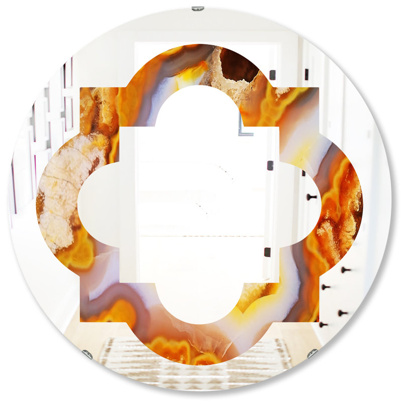 Miroir mural éclectique Quatrefoil Fire with Crystals, H 31,5 po x l po