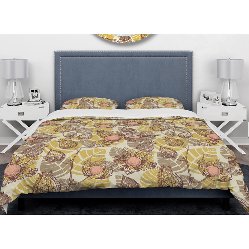 Polyester Floral Duvet Cover Set, Queen Duvet Cover + 2 Shams