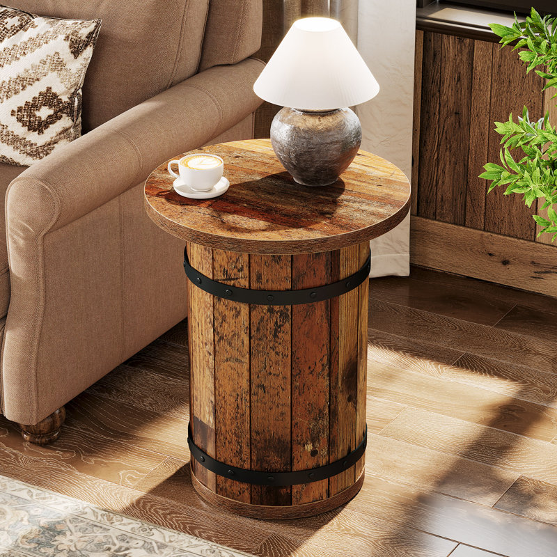Table de bout industrielle ronde, ensemble de 2