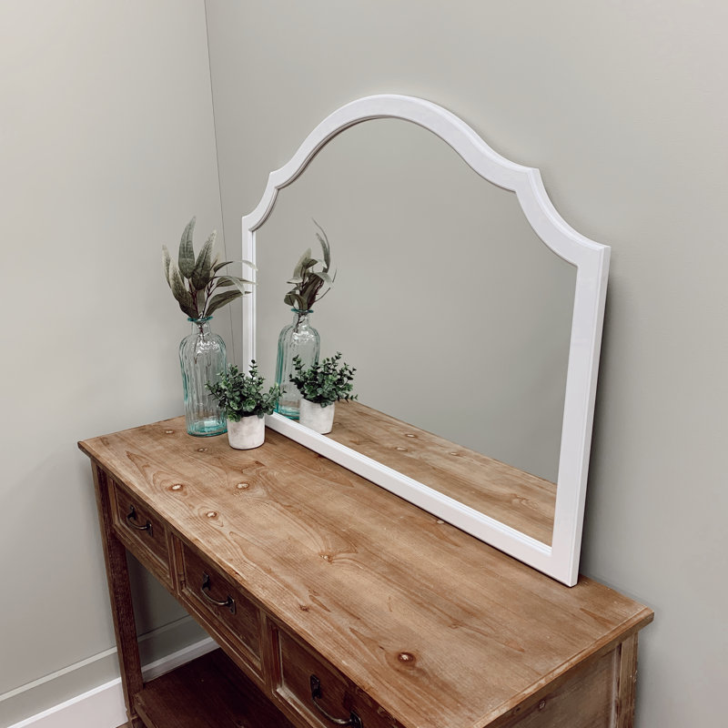 Miroir biseauté pleine longueur patiné, Blanc, 27,38 po x 38,38 po