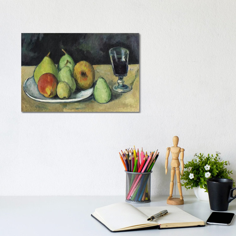Verre Et Poires by Paul Cezanne - Wrapped Canvas Painting, 20.32 cm H x 30.48 cm W