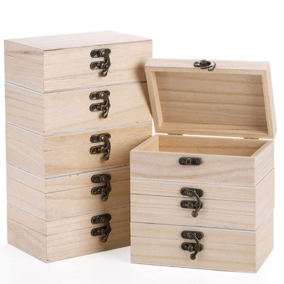 8 Pack Unfinished Wooden Boxes For Crafts, 6X4x2 Inch Small Keepsakes Box Jewelry Storage Unpainted DIY Gifts Box