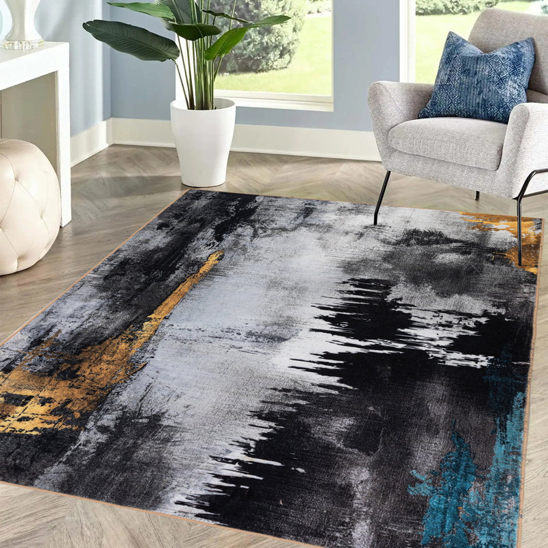 Trezevant Washable Abstract Rug, Rectangle 4' x 6'