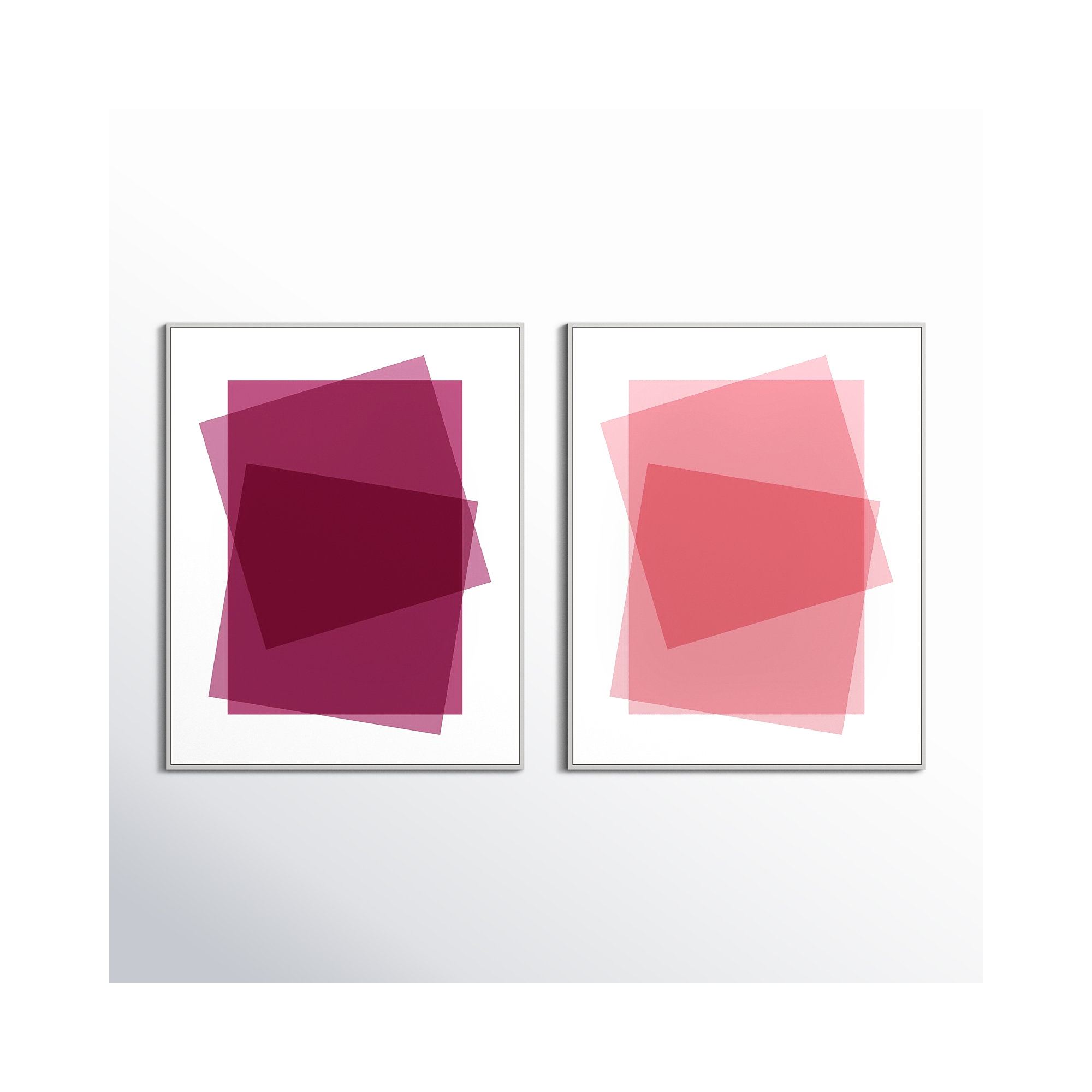 Claret & Pink Kami by Jacques Pilon, White Framed Canvas, 50" H x 40" W