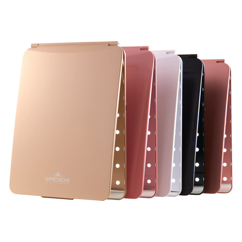 Touch Pad Mini Tri Tone LED Makeup Mirror with Flip Cover, Vanity Lighted Mirror, White
