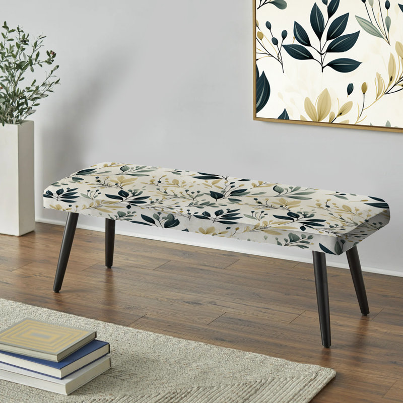 Modern Greenery - Plants Upholstered Black Bench