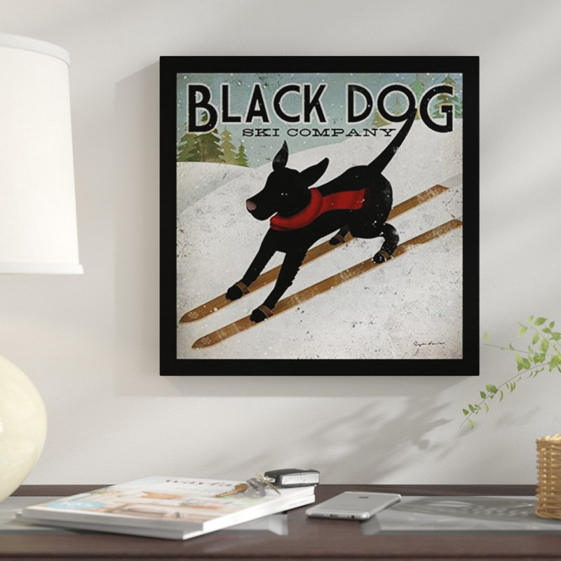 « black dog ski », reproduction d’impression encadrée