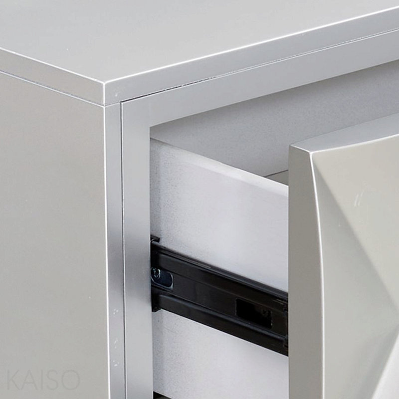 Armoire console argent métallique et champagne