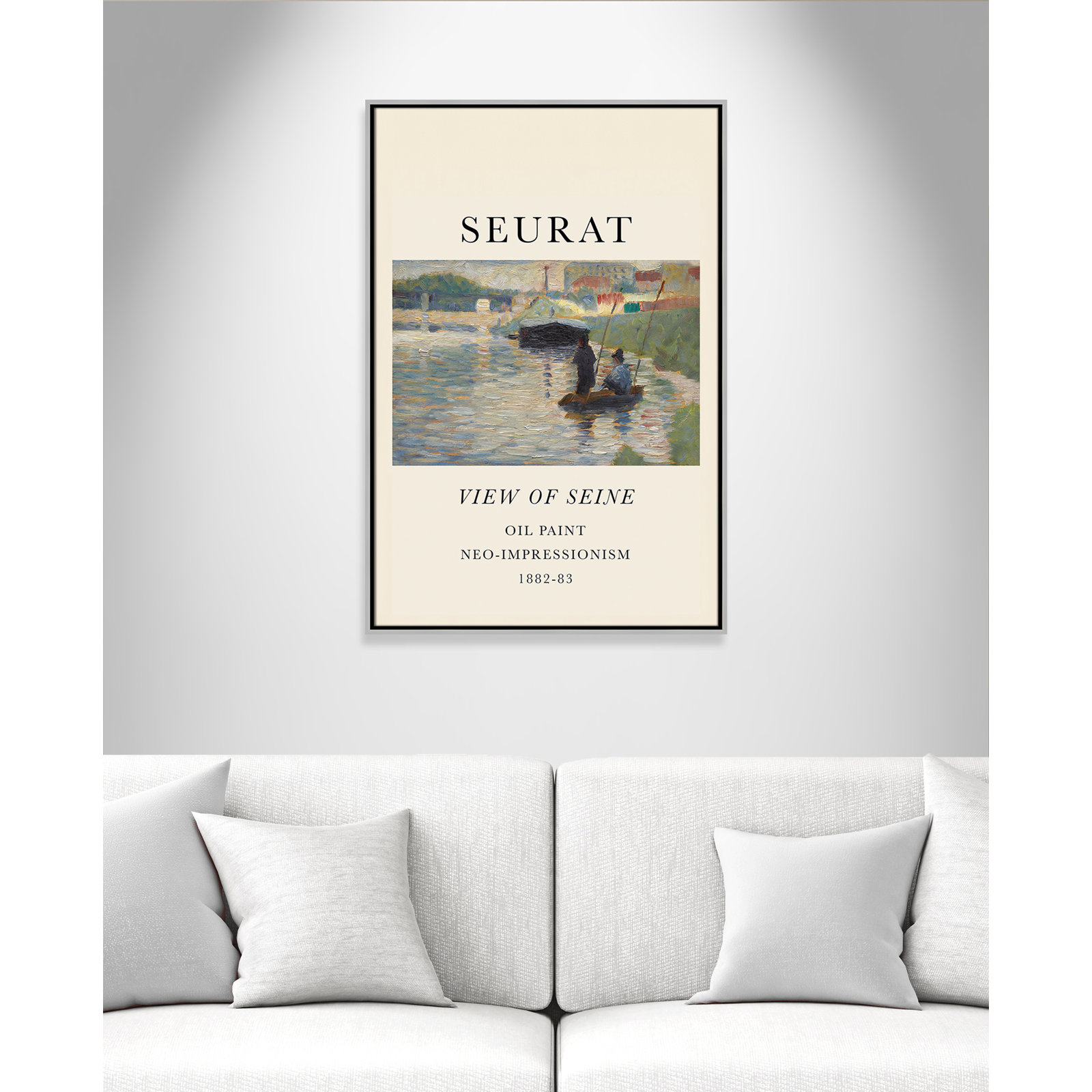 View Of Seine by Georges Seurat, No, 37.5" H x 25.5" W x 2" D, Silver Floater Frame