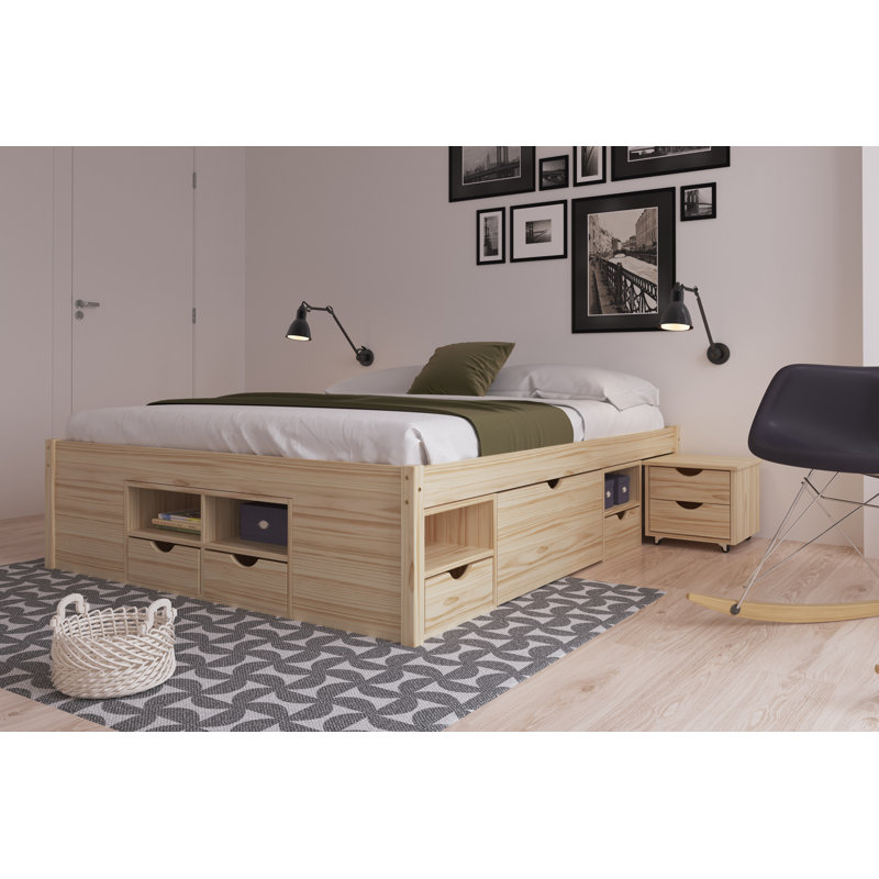 Chamarion Solid Wood Bed, Light Brown, 140 x 200cm